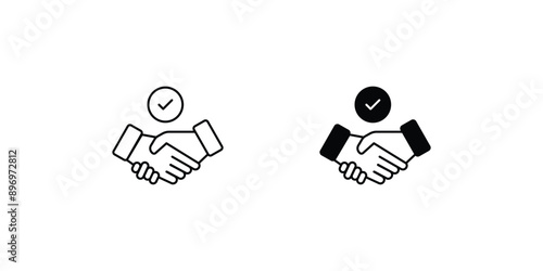 handshake set icon with white background vector stock illustration
