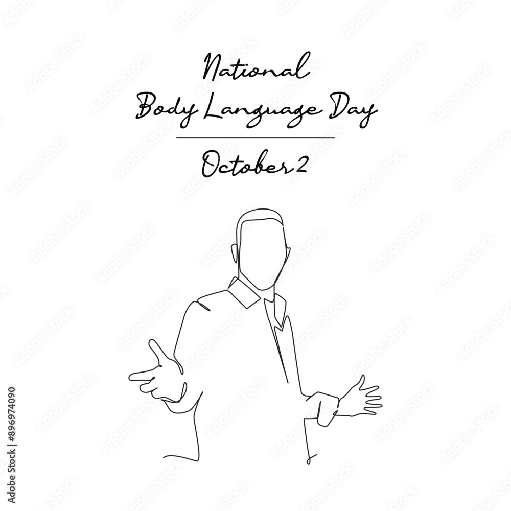 Naklejka premium line art of National Body Language Day good for National Body Language Day celebrate. line art.