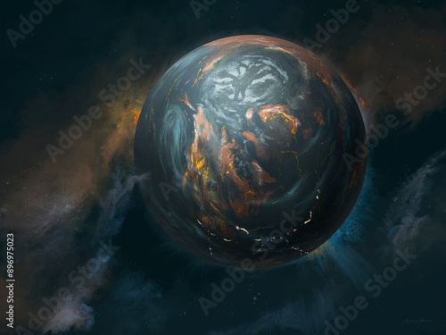 Fotografía Depiction of the desolation of the Earth, illustration.