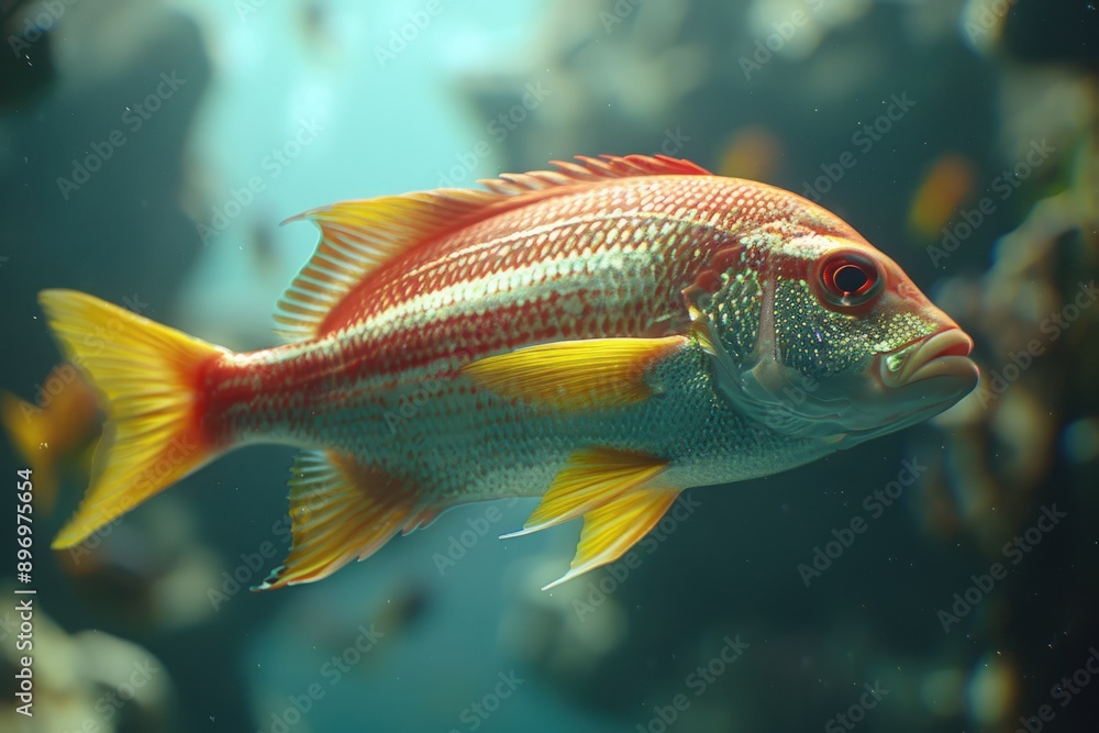 Fototapeta premium Underwater Scene With Reef And Tropical Fish