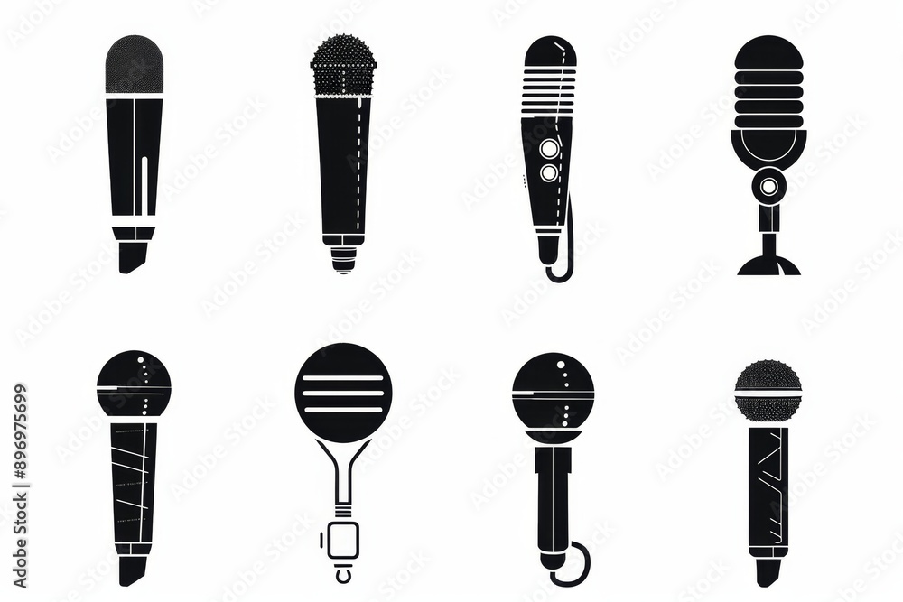 Microphone icon, mic symbol, karaoke equipment, broadcasting emblem, concert logo, microphone sign Microphone icon, mic symbol, karaoke equipment, broadcasting emblem, concert logo, microphone sign