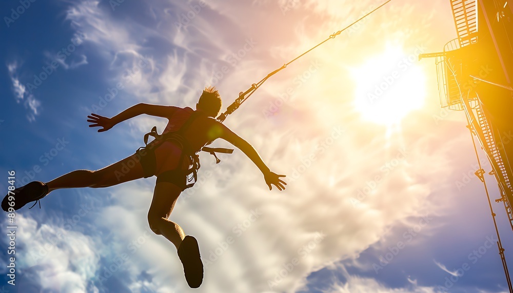Silhouette of a Person Jumping off a Platform Silhouette of a Person Jumping off a Platform