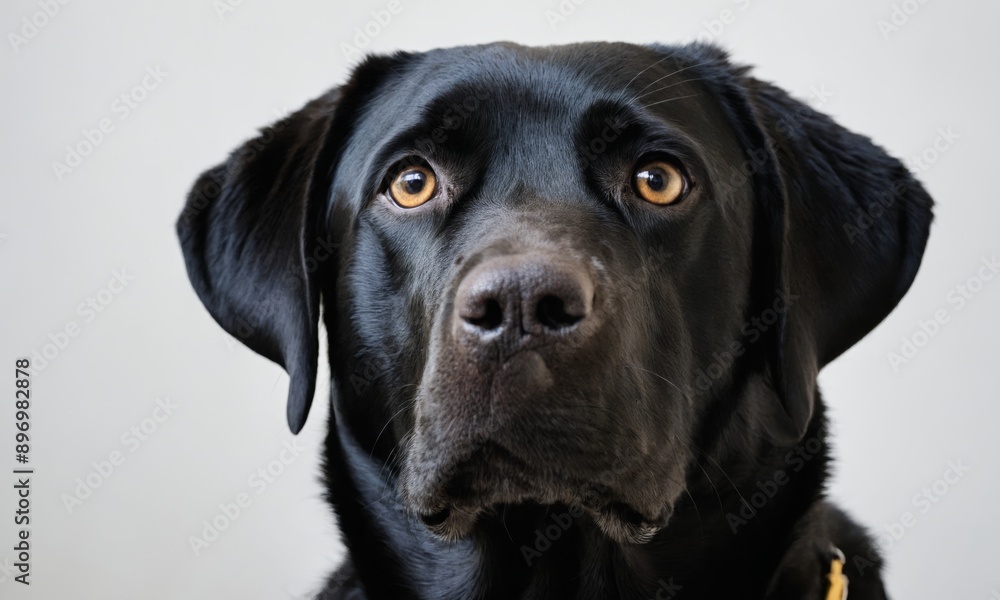 Black Labrador Retriever with amber eyes looking directly at the camera Black Labrador Retriever with amber eyes looking directly at the camera