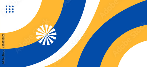 Foto Creative blue and yellow geometric abstract shape background with element style
