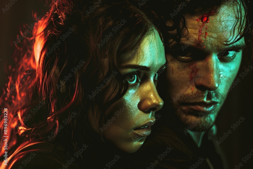 Couple in Dramatic Lighting. Couple in Dramatic Lighting.