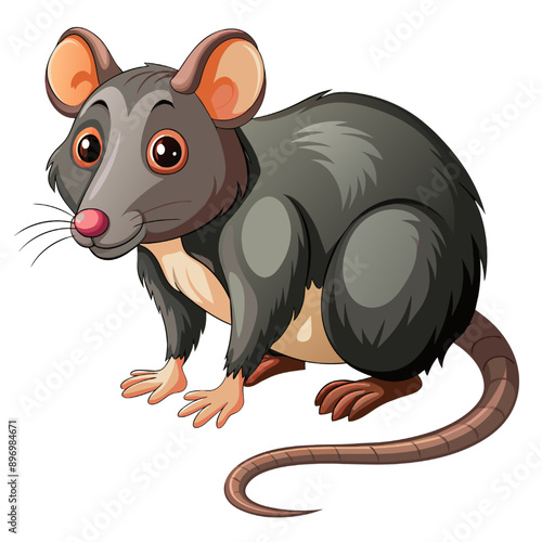 Cute rat cartoon on white background illustration. 