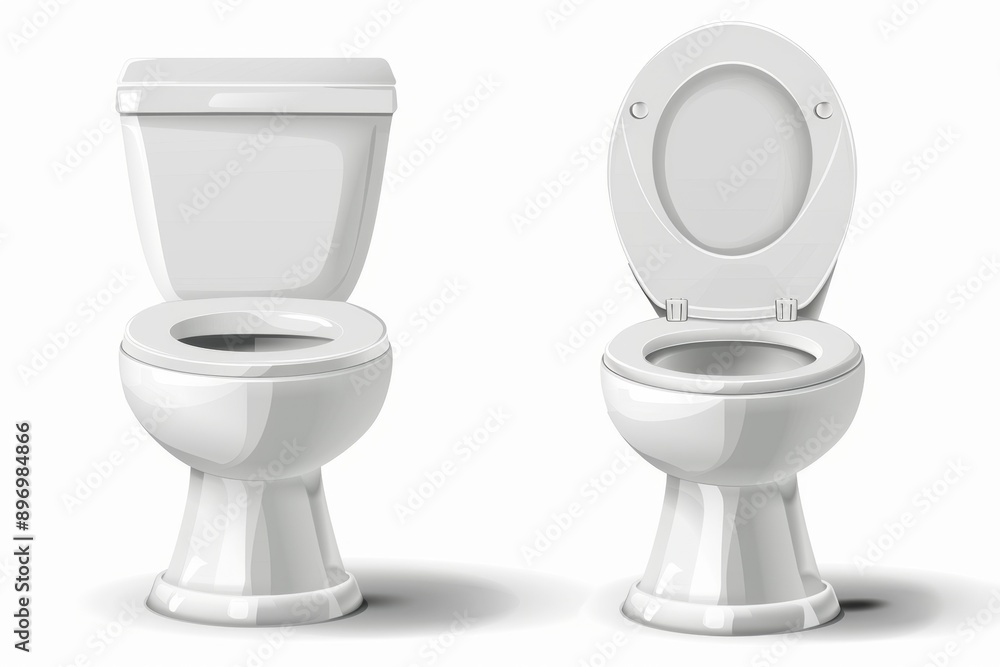 Toilet bowl icon, wc sign, restroom closet symbol, 3d realistic lavatory emblem on white background Toilet bowl icon, wc sign, restroom closet symbol, 3d realistic lavatory emblem on white background