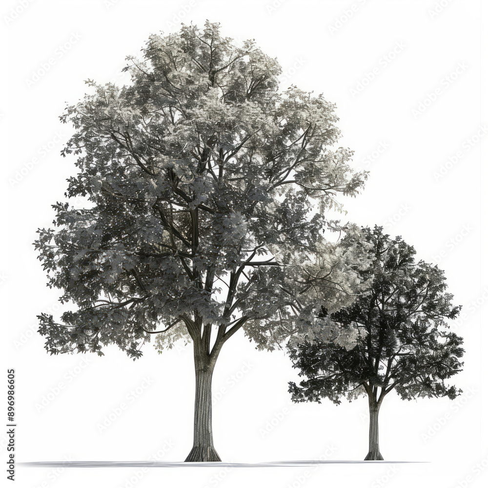 A tree isolated on a white background with no shadow. A tree isolated on a white background with no shadow.