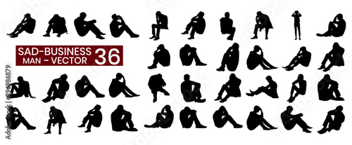 sad businessman vector set. sad man set of icons