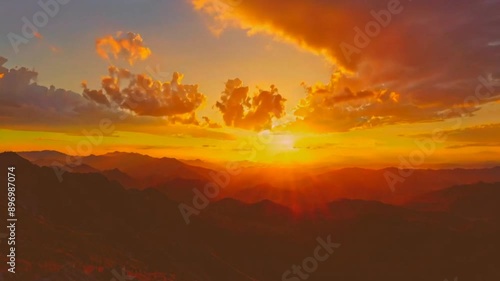 Sunset Over Mountain Range