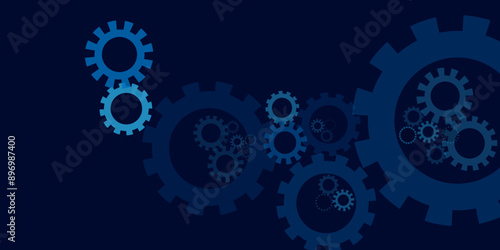 Futuristic gear wheel with wave flow, Abstract technical background design. Digital engineering, network connection.