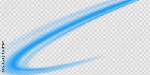 Blue wave curved lines for presentations, illustration of articles and publications on technological trends and innovations, covers of technological magazines. Light arc in blue colors.