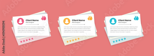 Modern client testimonial and customer review card template design