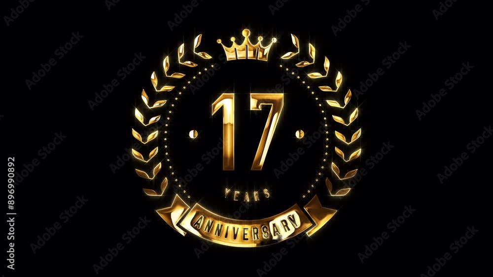 17th Anniversary Celebration. Happy 17 Years Anniversary Animation in Gold Color on the Transparent Background, Alpha Channel. Great for greetings, celebrations, events, and gifts. 17th Anniversary Celebration. Happy 17 Years Anniversary Animation in Gold Color on the Transparent Background, Alpha Channel. Great for greetings, celebrations, events, and gifts.