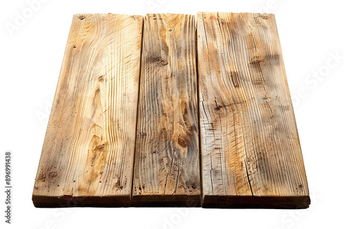 Clean beach wood board from the top isolated on a white background Generative Ai