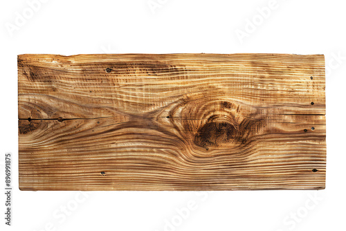 Clean beach wood board from the top isolated on a white background Generative Ai