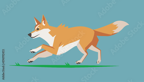 Vector illustration of a fox running swiftly with a dynamic pose on white background