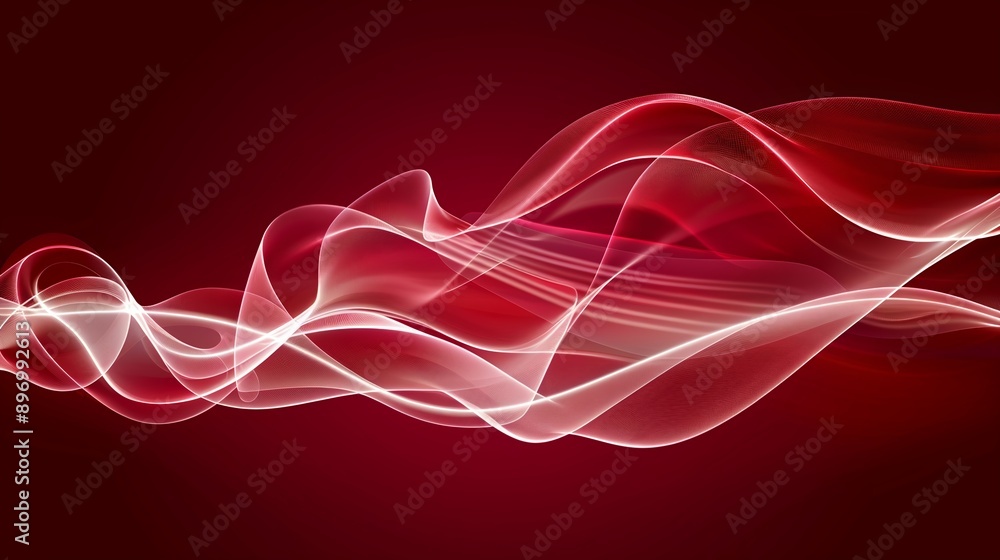 Abstract red background with wavy lines flowing, creating a sense of elegance and movement Abstract red background with wavy lines flowing, creating a sense of elegance and movement