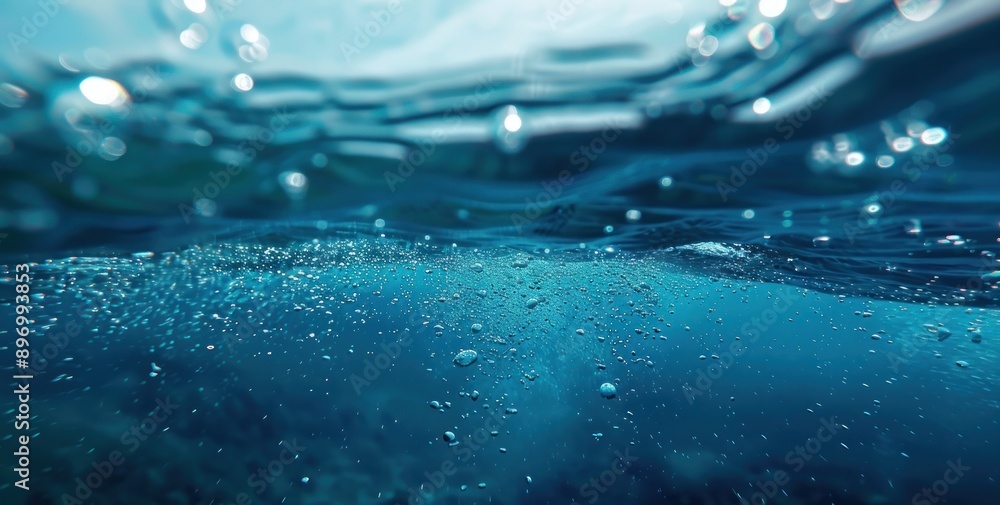 Captivating Depths: Bubbles Dancing in the Blue Underwater World, a Vision of Fluid Elegance - Generative AI Captivating Depths: Bubbles Dancing in the Blue Underwater World, a Vision of Fluid Elegance - Generative AI