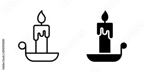 Candle icon set, logo isolated colo editable