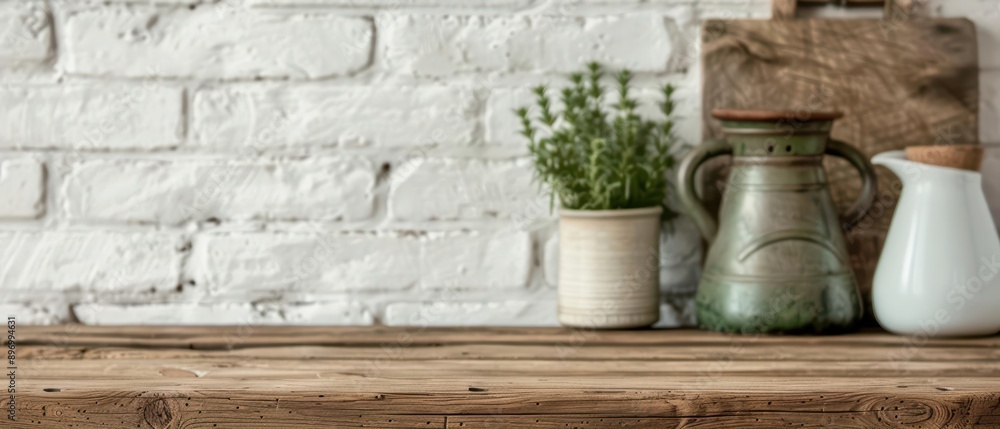 A farmhouse style with a modern twist, combining rustic elements with contemporary finishes, featuring a mix of old and new, banner, with copy space