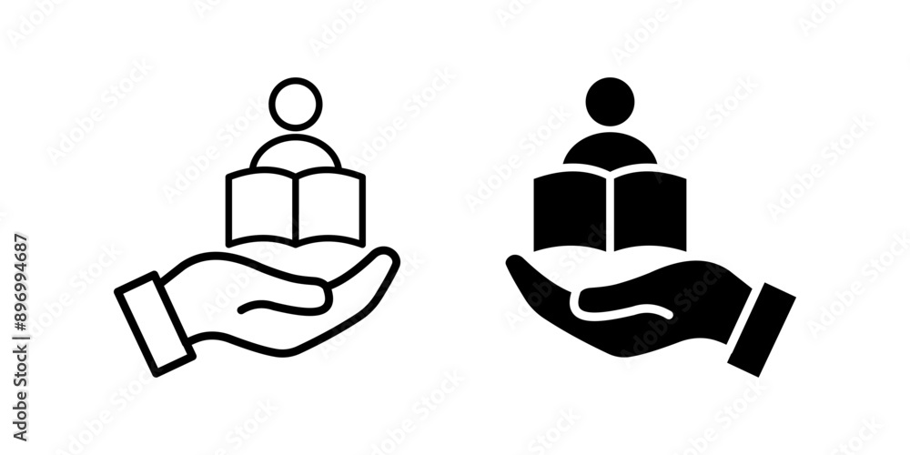 hand holding blank book icon set with copy space for your text colo editable hand holding blank book icon set with copy space for your text colo editable