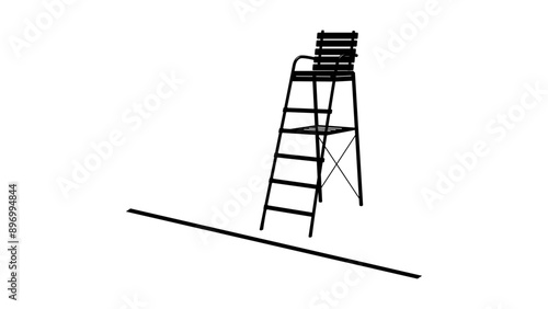 Tennis Referee Chair, black isolated silhouette