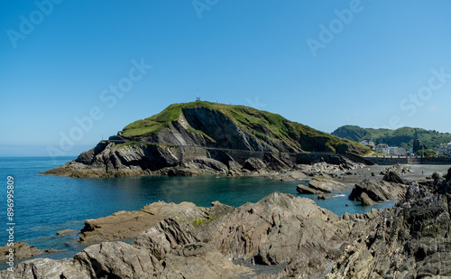 View across the rocky bay from Capstone Hill in the Devonshire town of Ilfracombe