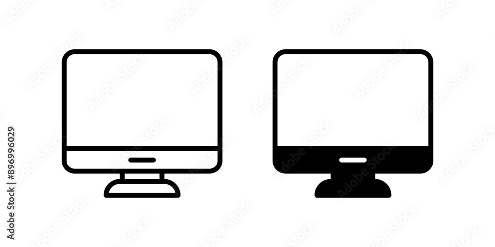 LCD monitor isolated icon set, pc display linear icon color editable LCD monitor isolated icon set, pc display linear icon color editable