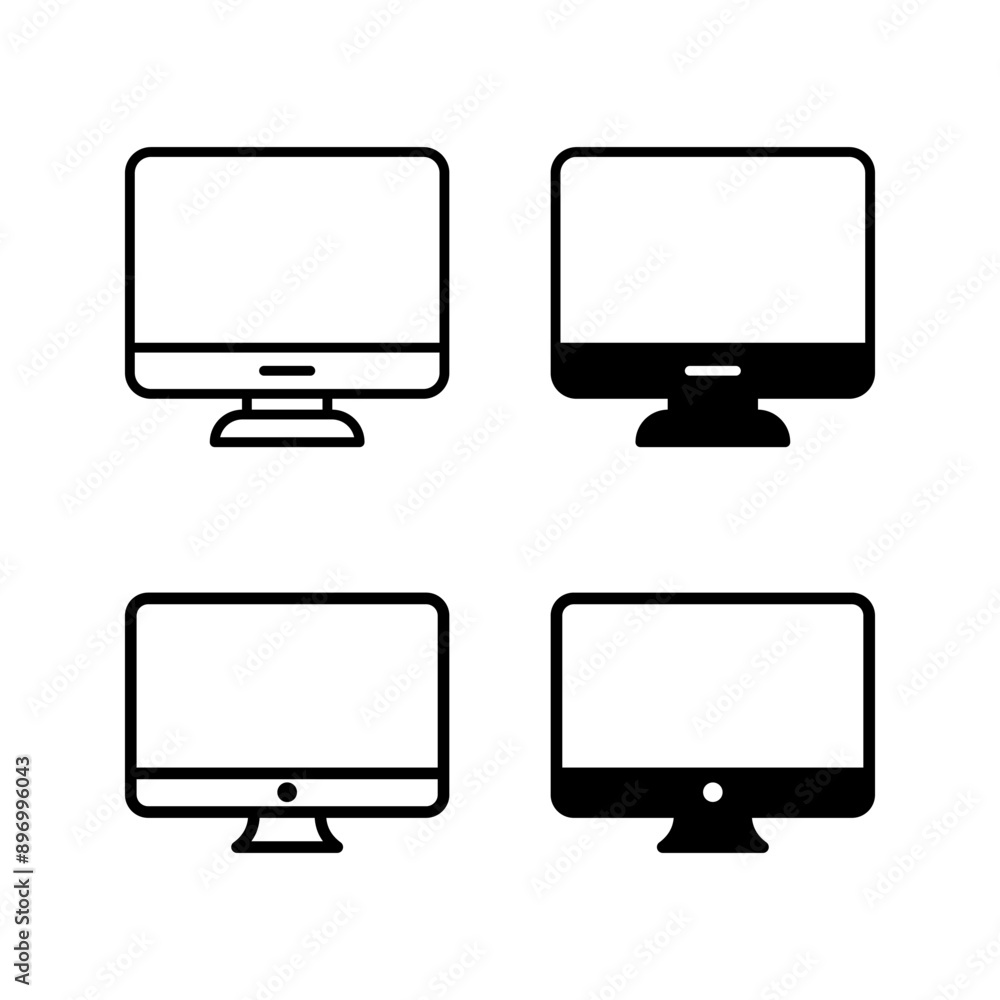 LCD monitor isolated icon set, pc display linear icon color editable LCD monitor isolated icon set, pc display linear icon color editable