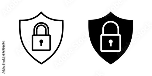 secure glyph security shield with lock icon set vector color editable