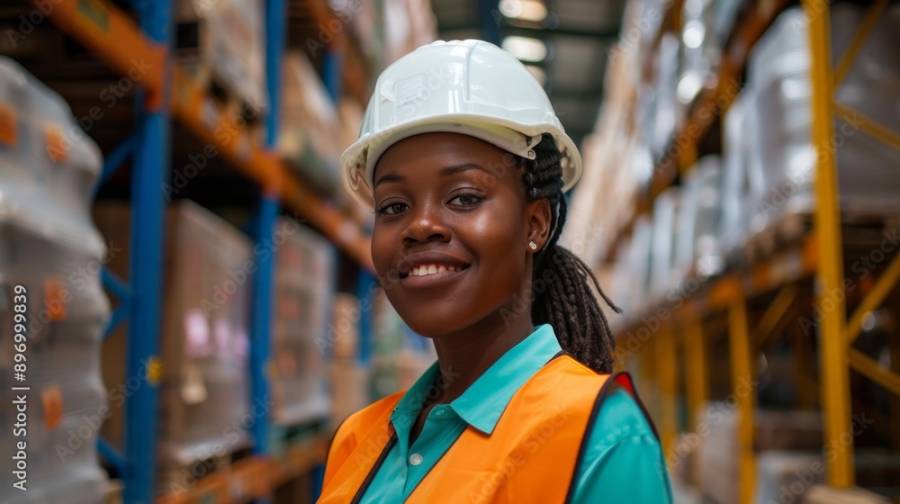Confident Young Woman in Safety Attire Holding Digital Tablet in Industrial Setting, Conveying Competence and Positivity Confident Young Woman in Safety Attire Holding Digital Tablet in Industrial Setting, Conveying Competence and Positivity