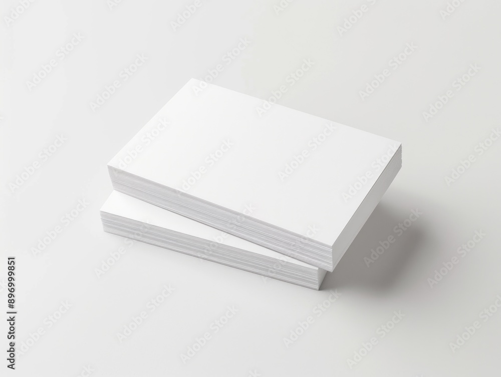 A set of four crisp white business cards neatly stacked on a clean and minimal background. This packaging suggests professionalism and is ready for use. A set of four crisp white business cards neatly stacked on a clean and minimal background. This packaging suggests professionalism and is ready for use.