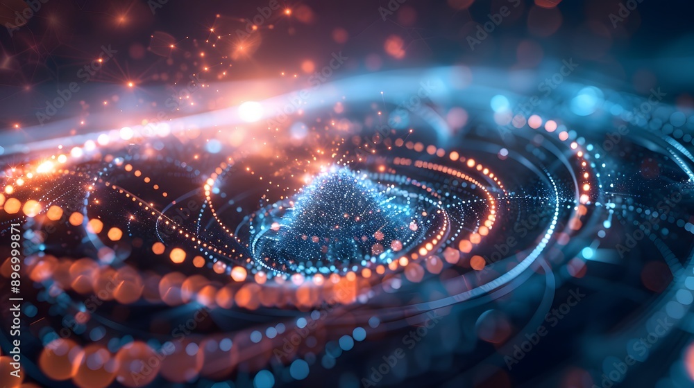 Abstract Digital Network Background with Glowing Lights and Circular Patterns Abstract Digital Network Background with Glowing Lights and Circular Patterns