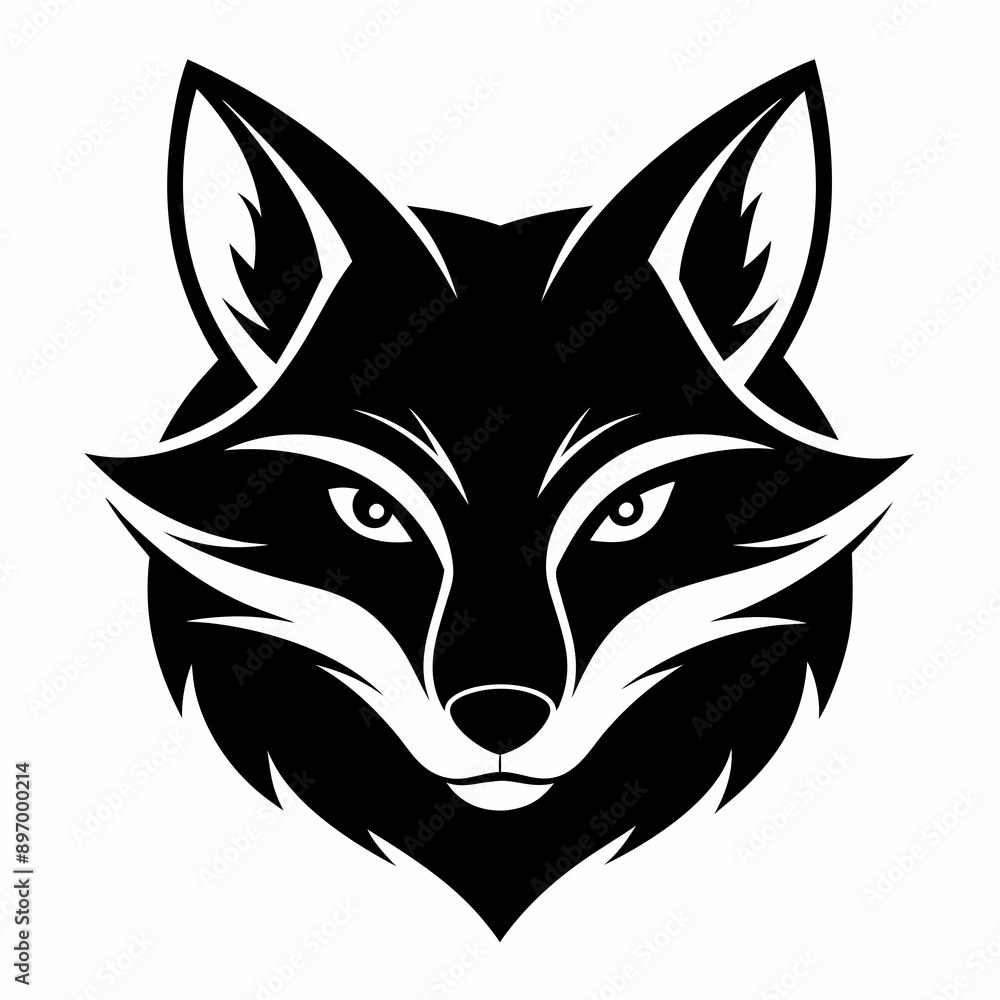Fototapeta premium Fox head icon black silhouette vector illustration