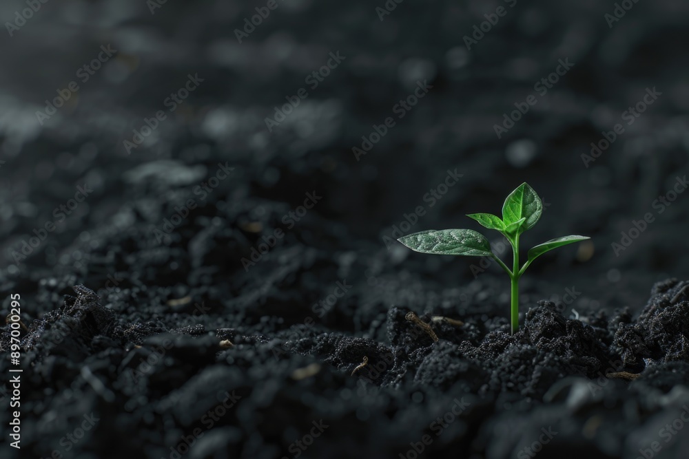 A tiny sprout of a plant breaking through the ground, symbolizing resilience and hope amidst harsh conditions. A tiny sprout of a plant breaking through the ground, symbolizing resilience and hope amidst harsh conditions.