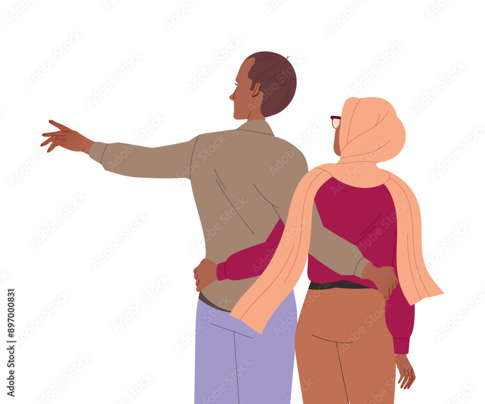 Fototapeta premium Loving Couple of Man and Woman Character Together Vector Illustration