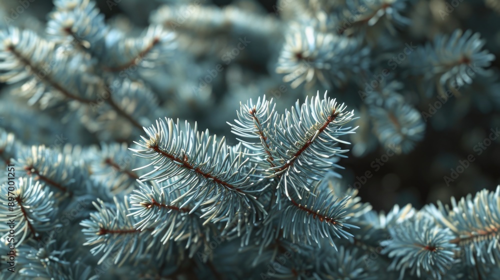 Close-up of green evergreen branches with tiny needles. Pine texture and natural winter forest setting. Close-up of green evergreen branches with tiny needles. Pine texture and natural winter forest setting.