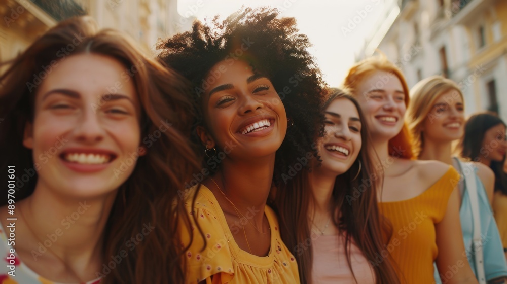 Friends smiling in sunny weather Friends smiling in sunny weather