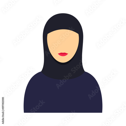 Vector illustration of Muslim woman icon on transparent background