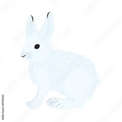 カンジキウサギ。フラットなベクターイラスト。
Snowshoe hare (varying hare, snowshoe rabbit). Flat vector illustration.