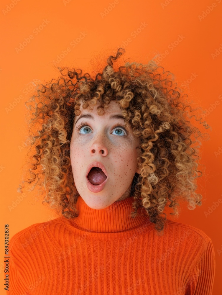 The woman is surprised and her eyes are wide open. The woman is surprised and her eyes are wide open.