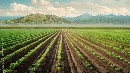 Dryland crop rotation, fertile results, minimal water, watercolor style