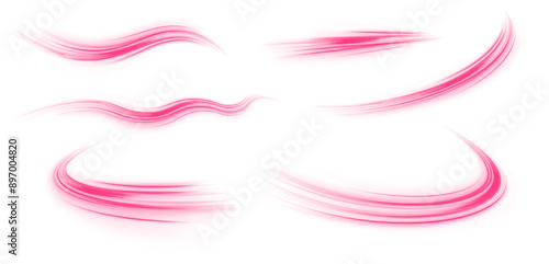 Abstract background in blue and purple neon glow colors. Neon stripes in the form of drill, turns and swirl. 