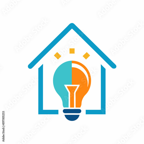 Smart bulb light home logo design vector art illustration