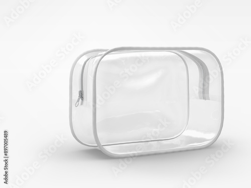 Obraz na płótnie Transparent Cosmetic Bag Waterproof Airport Travel Cosmetic Toiletry Pouch Bath accessories, toilet bag, on white background w salonie