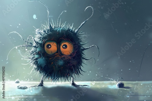 Bacterium Character: An Artistic Illustration of a Sad Bacterium Looking Ahead