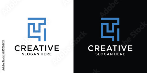 Creative initial letter T4 logo design idea template abstract