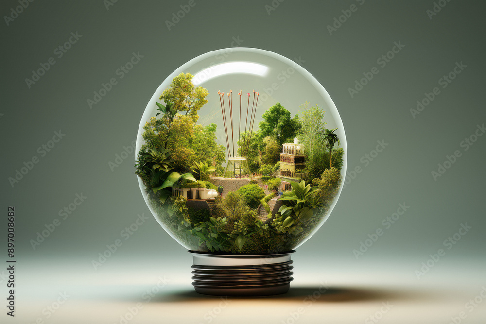a light bulb full of environmental science and ecology concept. a light bulb full of environmental science and ecology concept.
