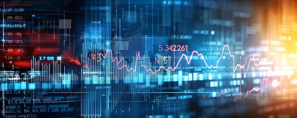 Obraz premium A high-tech digital background with a colorful analytics dashboard, promoting brand loyalty